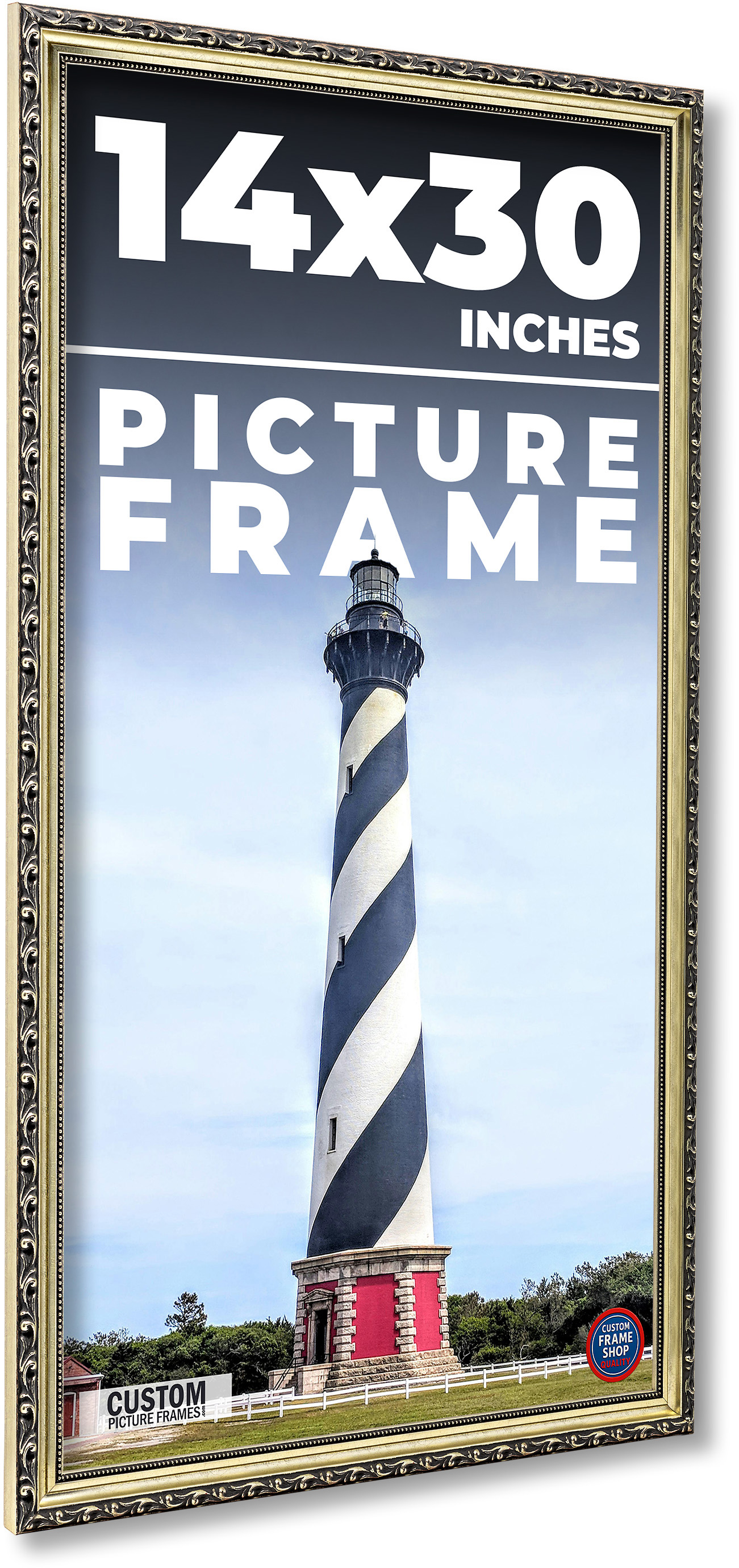 14x30 Frame Silver Solid Wood Picture Frame Width 1.125 Inches | Interior Frame main product image