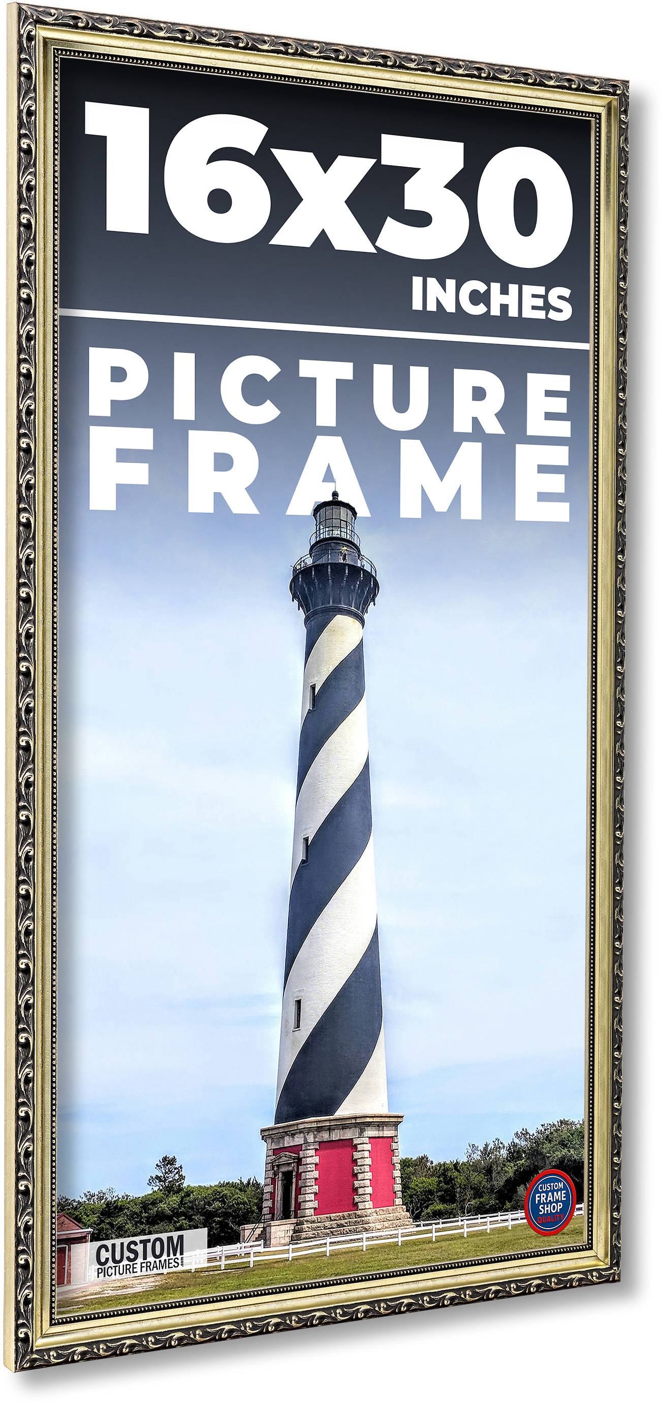 16x30 Frame Silver Solid Wood Picture Frame Width 1.125 Inches | Interior Frame main product image