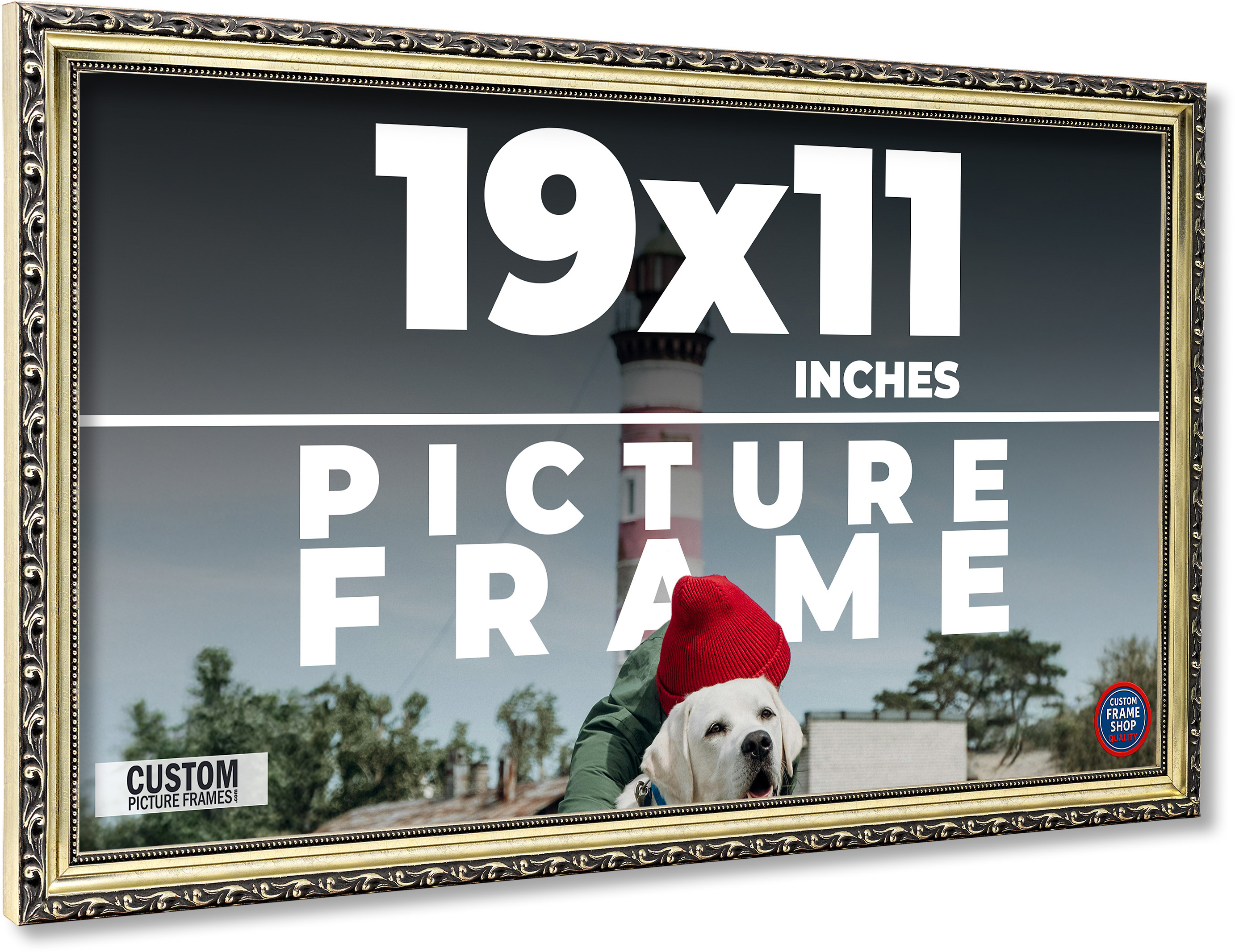 19x11 Frame Silver Solid Wood Picture Frame Width 1.125 Inches | Interior Frame main product image