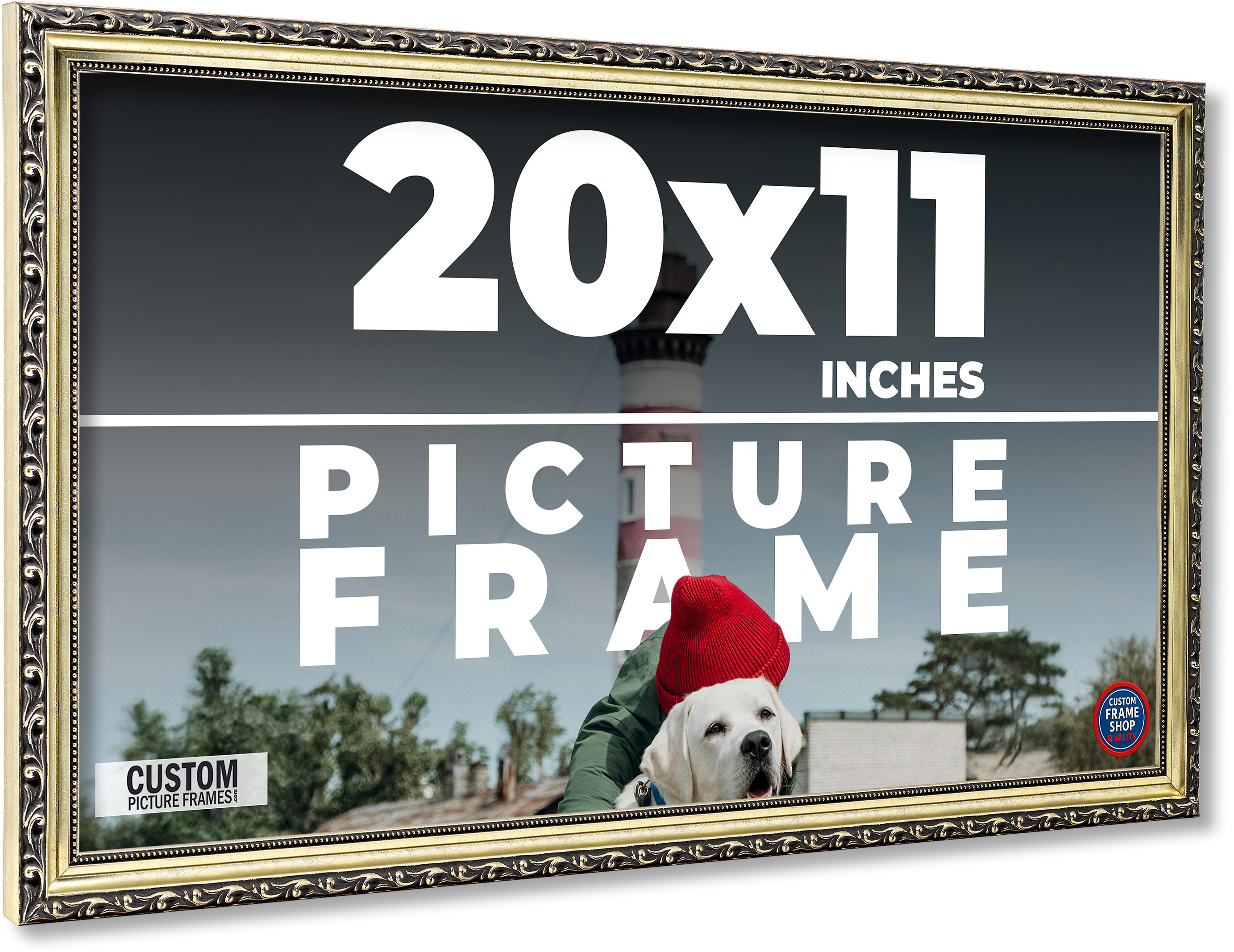 20x11 Frame Silver Solid Wood Picture Frame Width 1.125 Inches | Interior Frame main product image