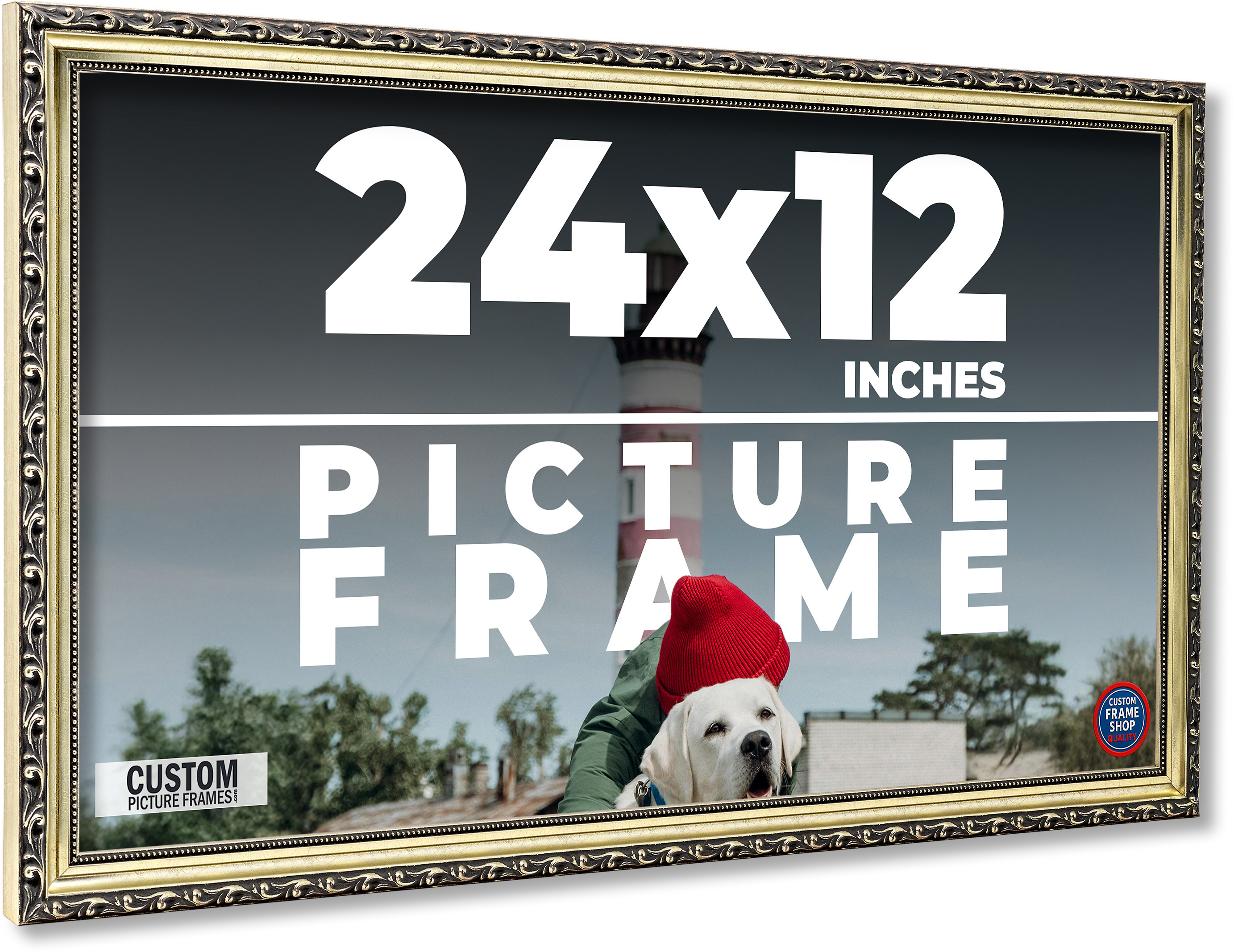 24x12 Frame Silver Solid Wood Picture Frame Width 1.125 Inches | Interior Frame main product image
