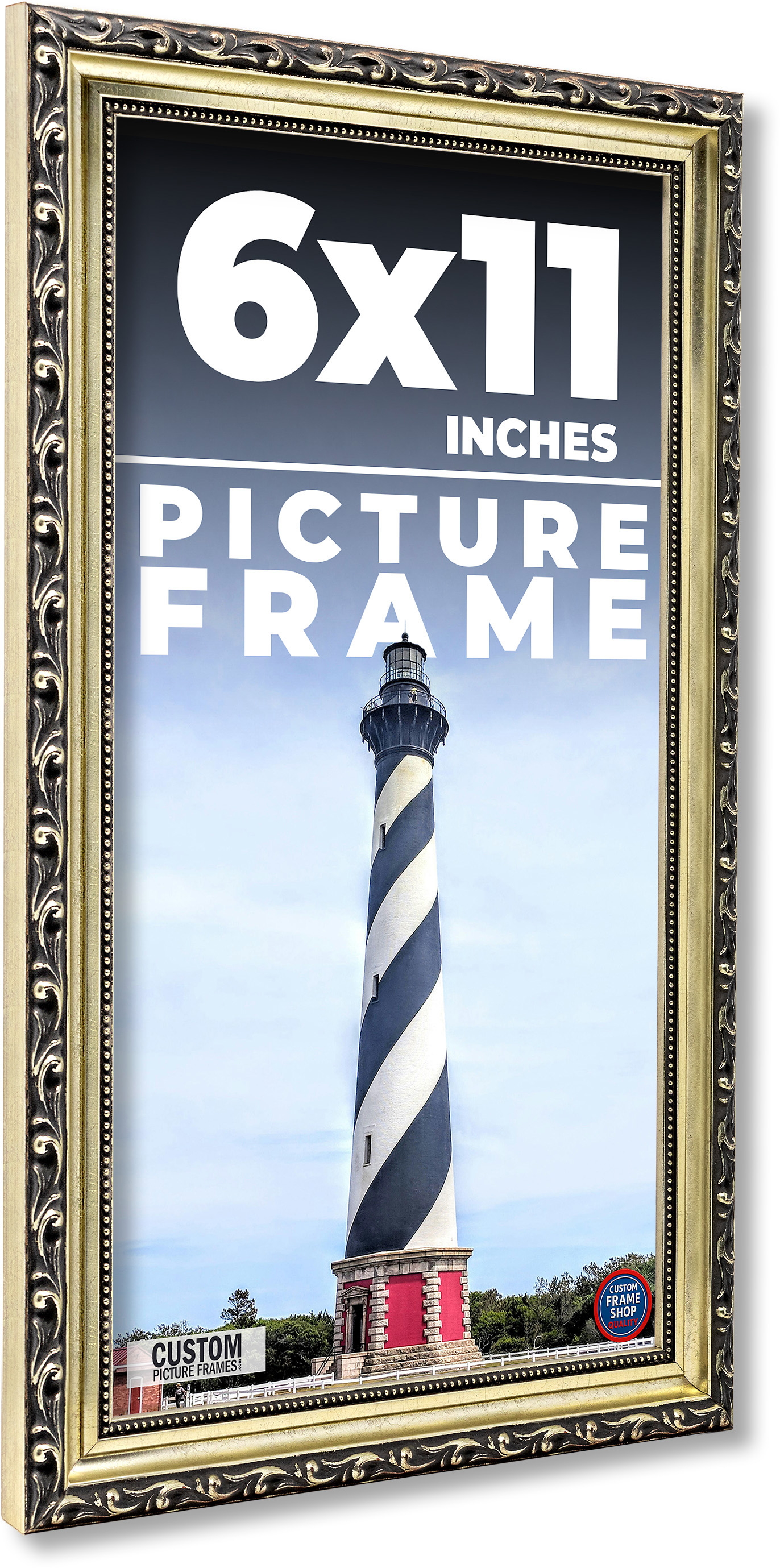6×11 Frame Silver Solid Wood Picture Frame Width 1.125 Inches | Interior Frame D