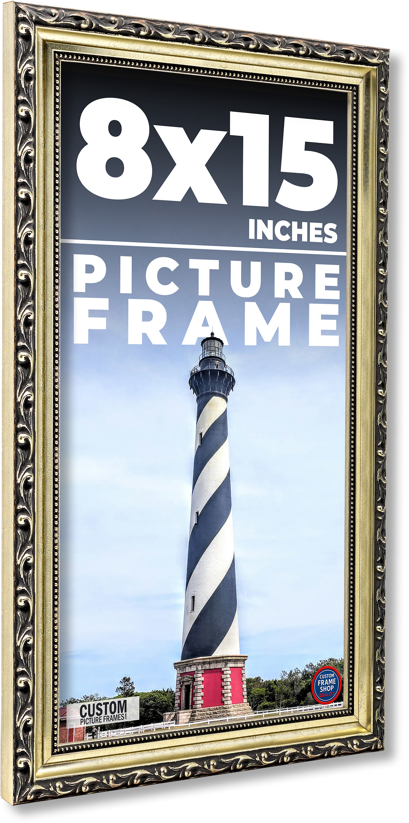 8×15 Frame Silver Solid Wood Picture Frame Width 1.125 Inches | Interior Frame D