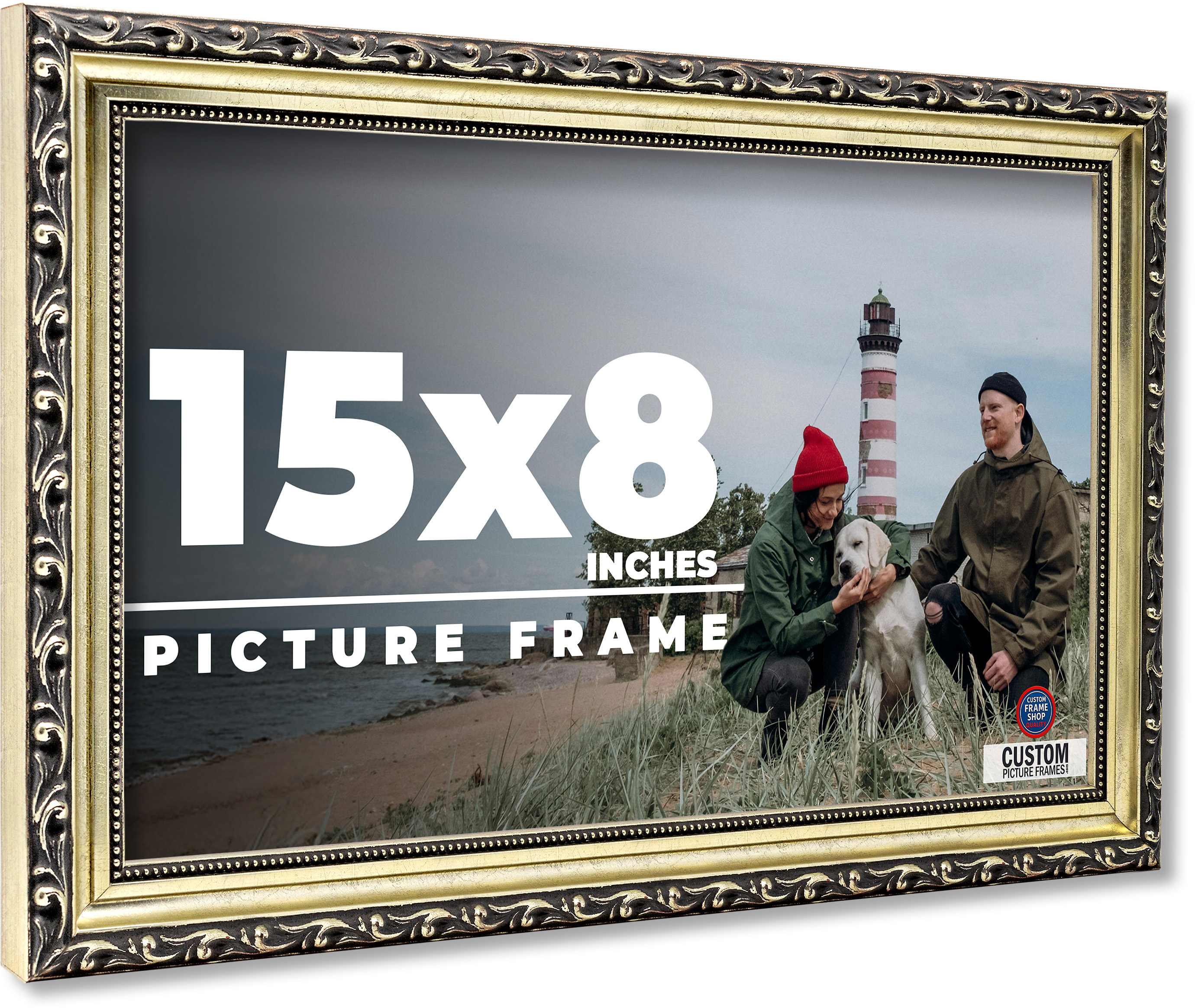 15x8 Frame Silver Solid Wood Picture Frame Width 1.125 Inches | Interior Frame D main product image