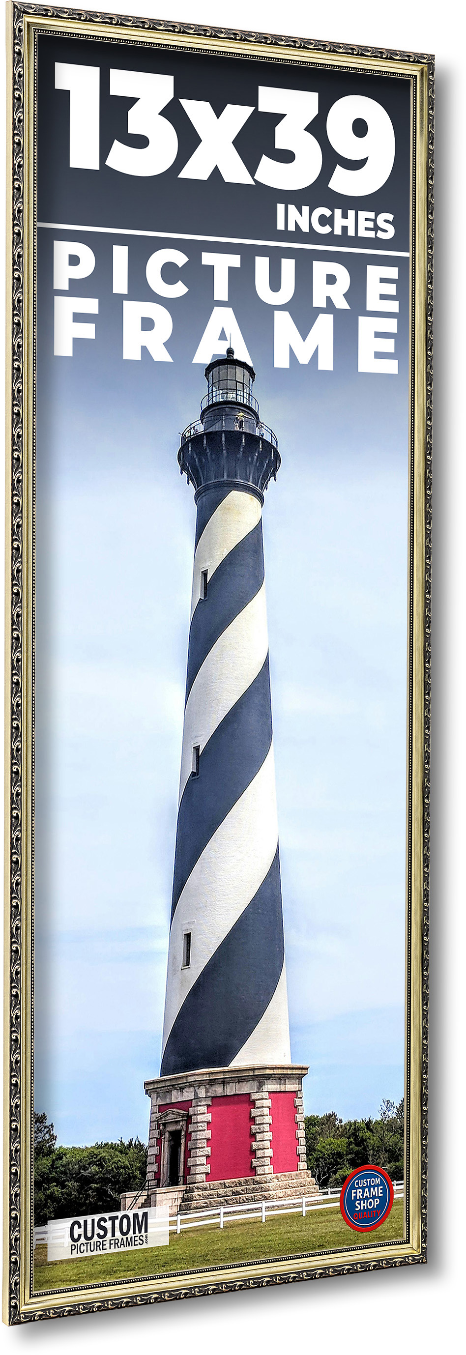 13x39 Frame Silver Solid Wood Picture Frame Width 1.125 Inches | Interior Frame main product image