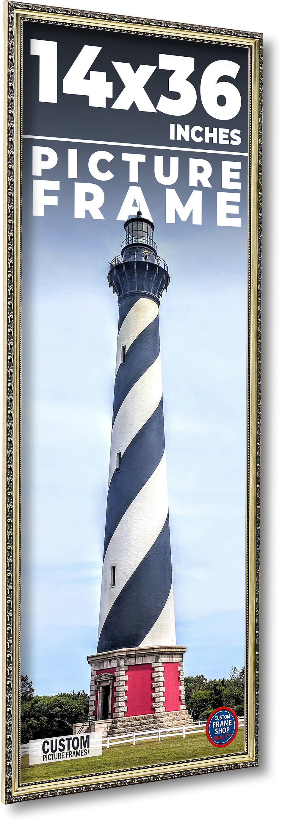 14x36 Frame Silver Solid Wood Picture Frame Width 1.125 Inches | Interior Frame main product image