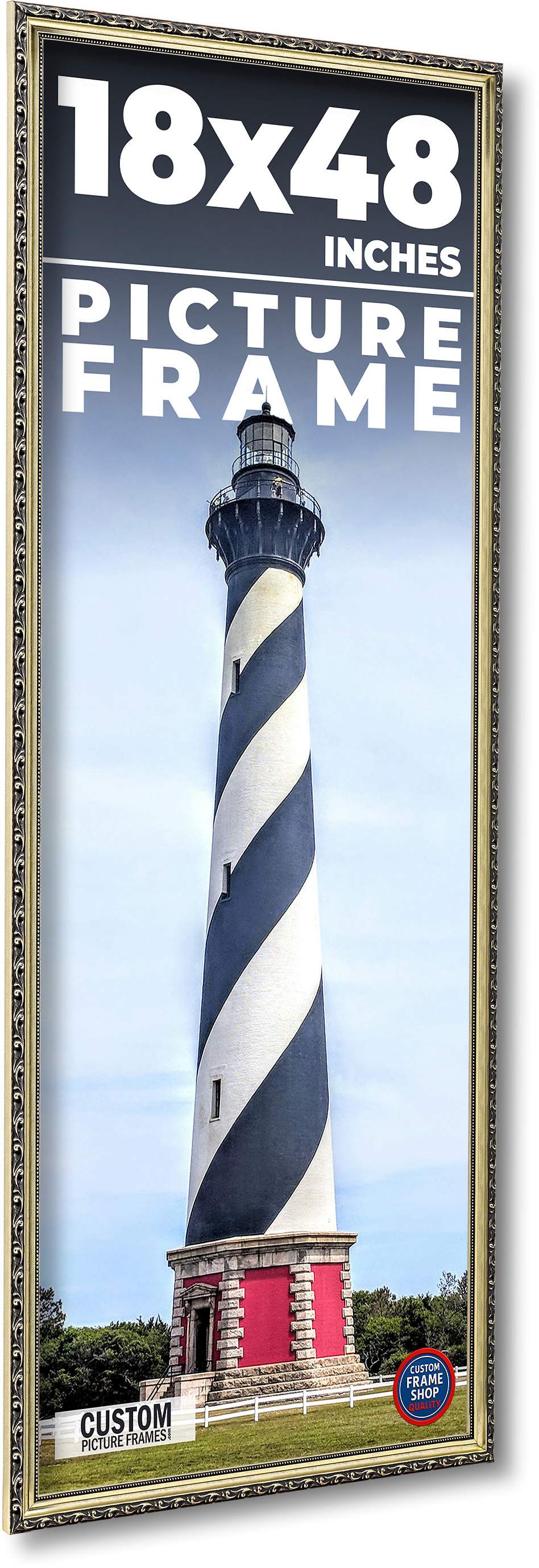 18x48 Frame Silver Solid Wood Picture Frame Width 1.125 Inches | Interior Frame main product image