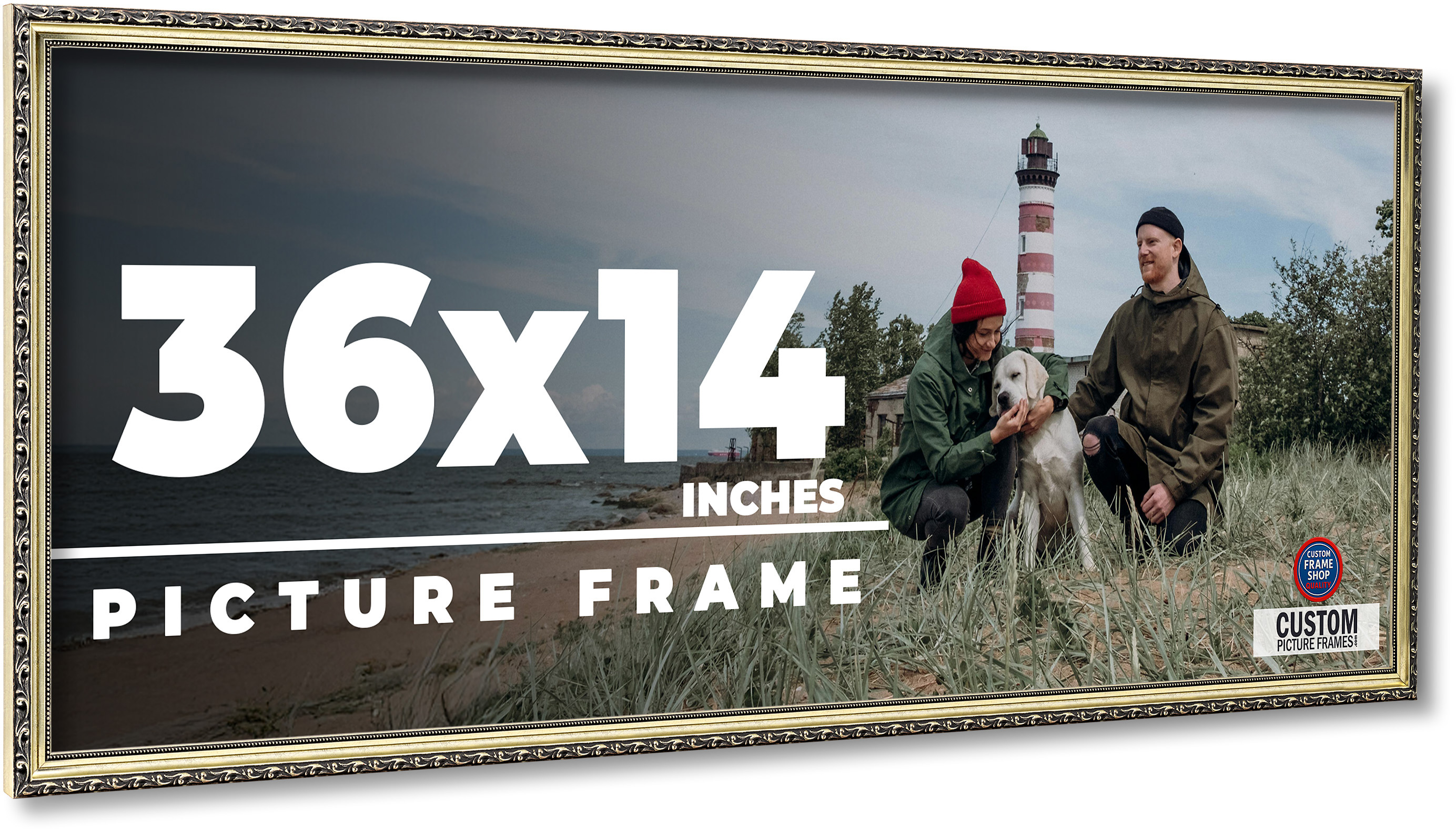 36x14 Frame Silver Solid Wood Picture Frame Width 1.125 Inches | Interior Frame main product image