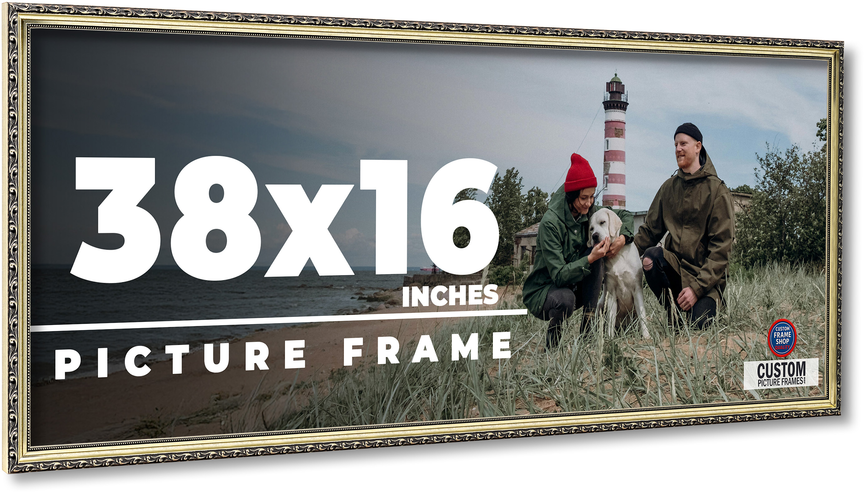 38x16 Frame Silver Solid Wood Picture Frame Width 1.125 Inches | Interior Frame main product image