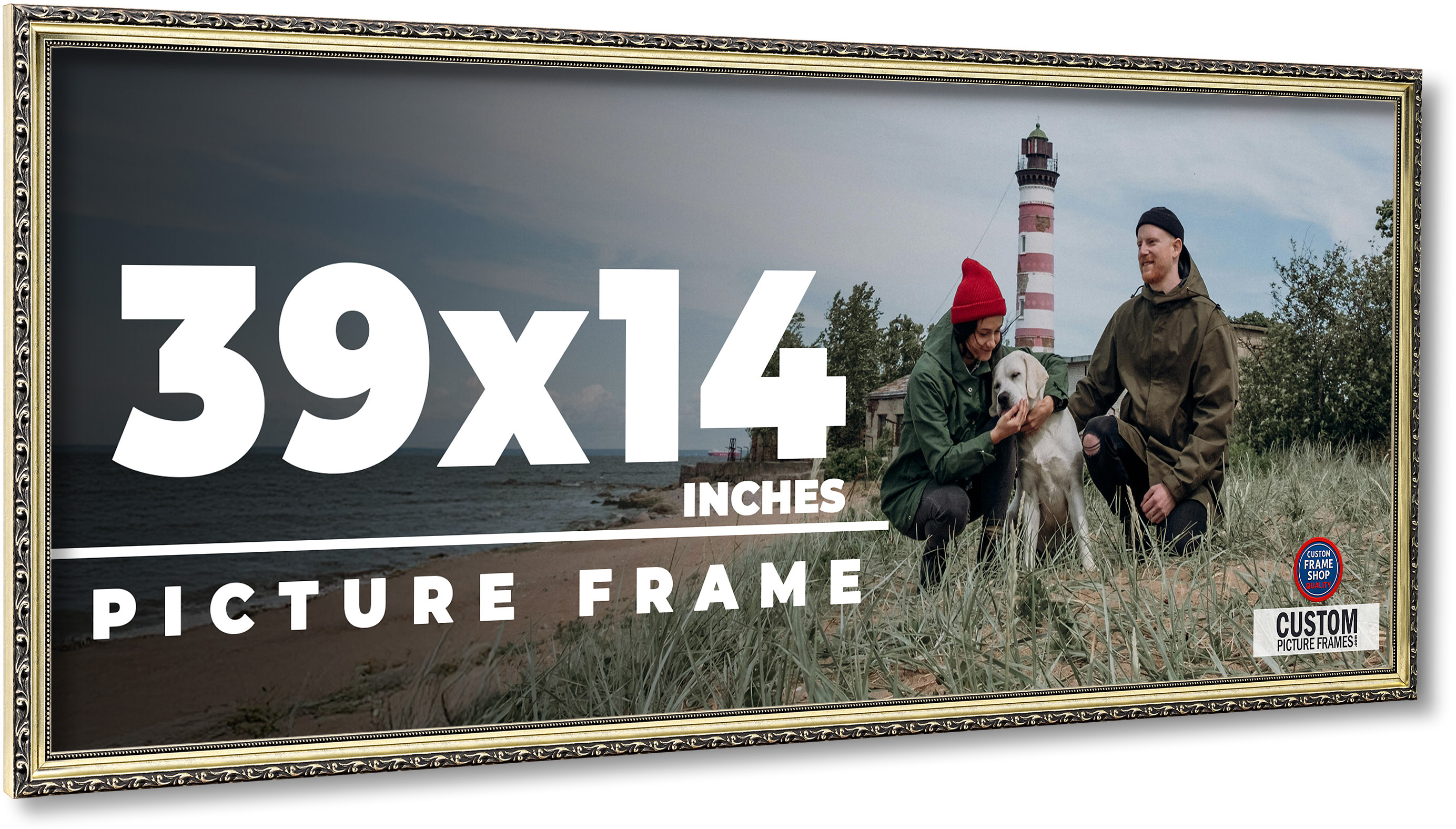 39×14 Frame Silver Solid Wood Picture Frame Width 1.125 Inches | Interior Frame