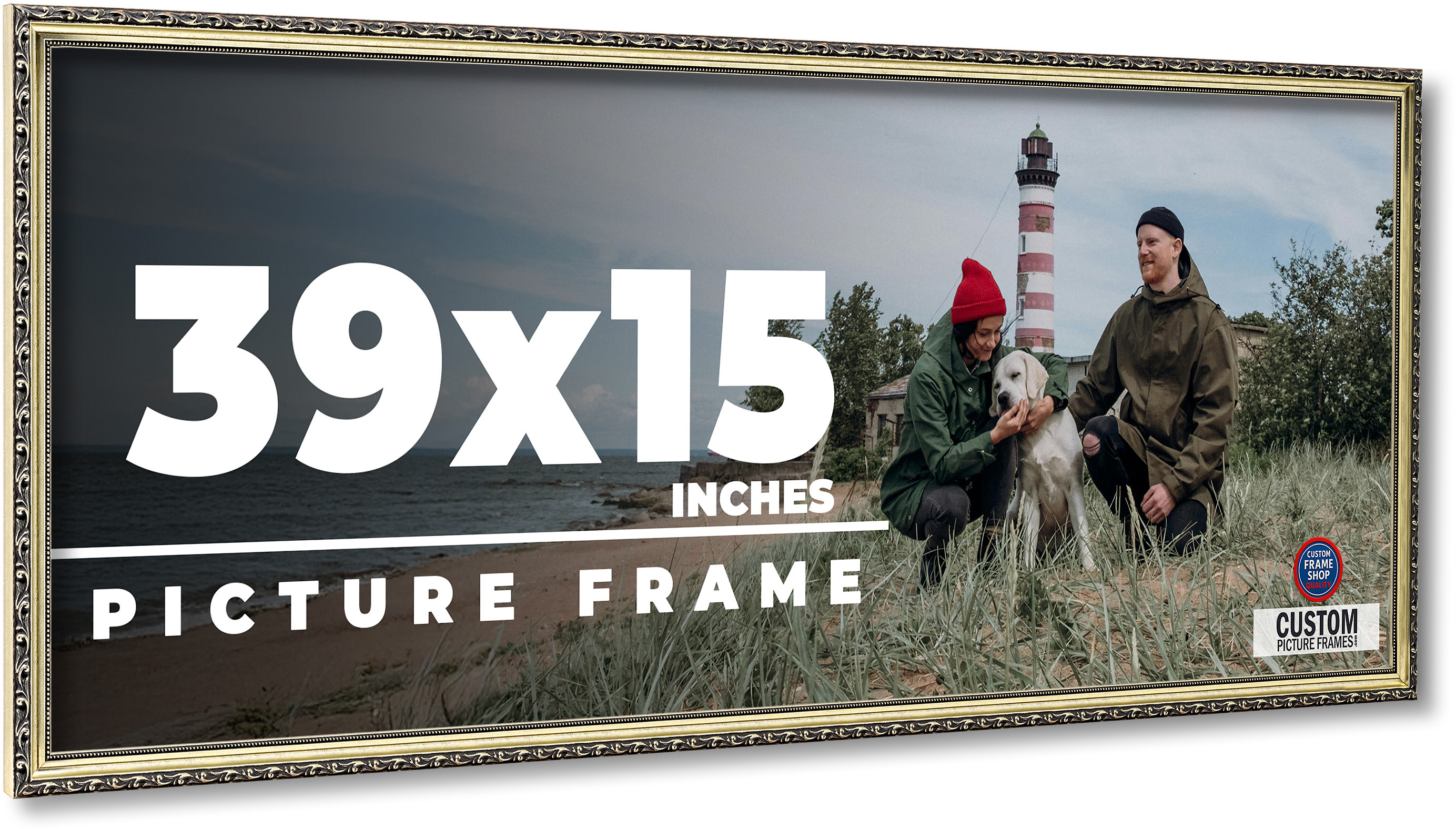 39x15 Frame Silver Solid Wood Picture Frame Width 1.125 Inches | Interior Frame main product image