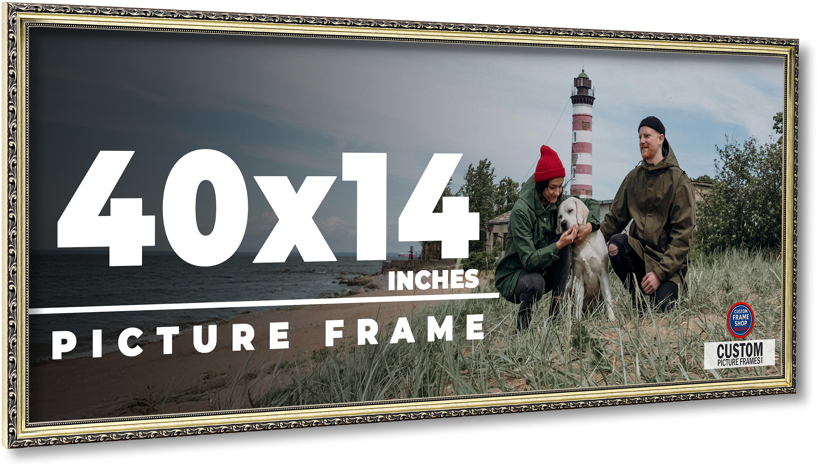 40×14 Frame Silver Solid Wood Picture Frame Width 1.125 Inches | Interior Frame