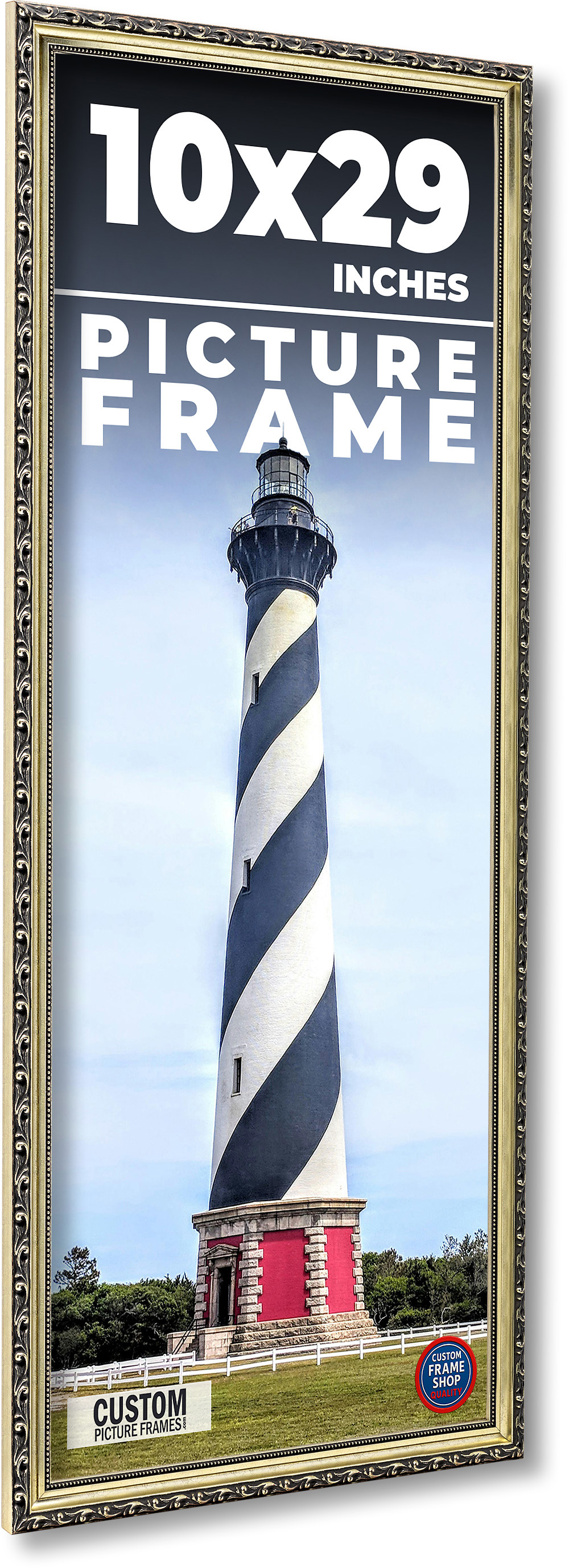 10x29 Frame Silver Solid Wood Picture Frame Width 1.125 Inches | Interior Frame main product image