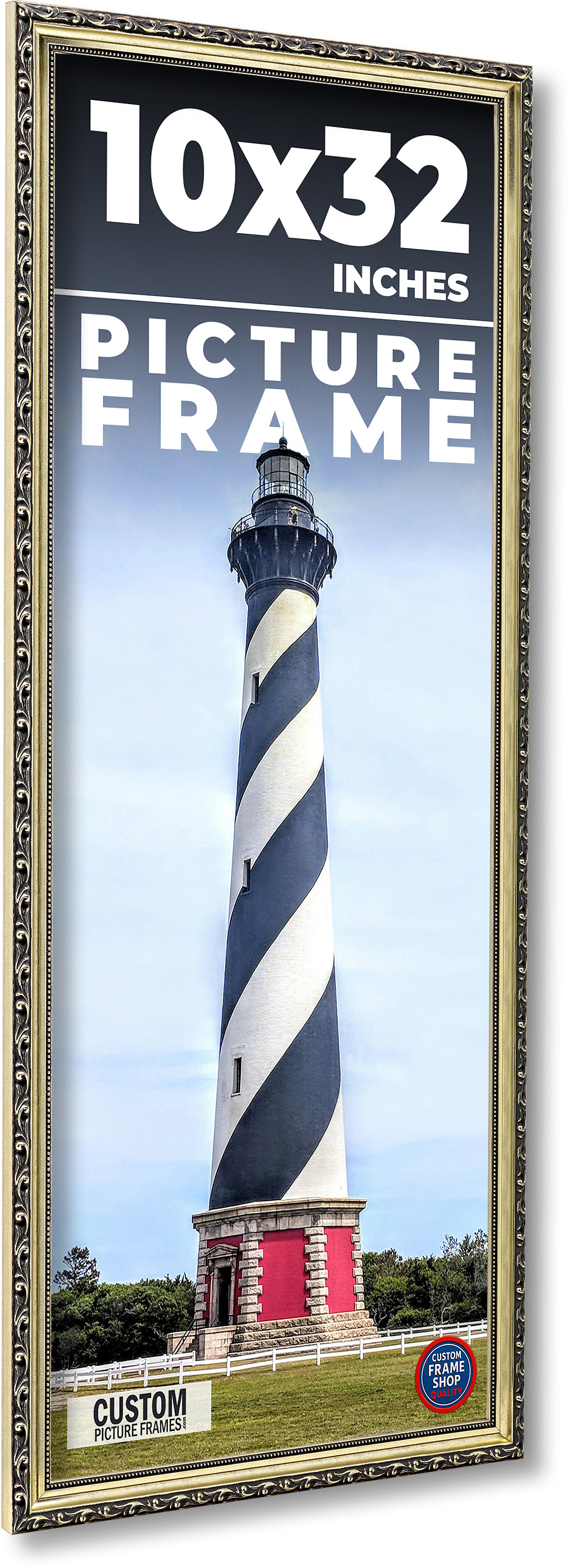 10x32 Frame Silver Solid Wood Picture Frame Width 1.125 Inches | Interior Frame main product image