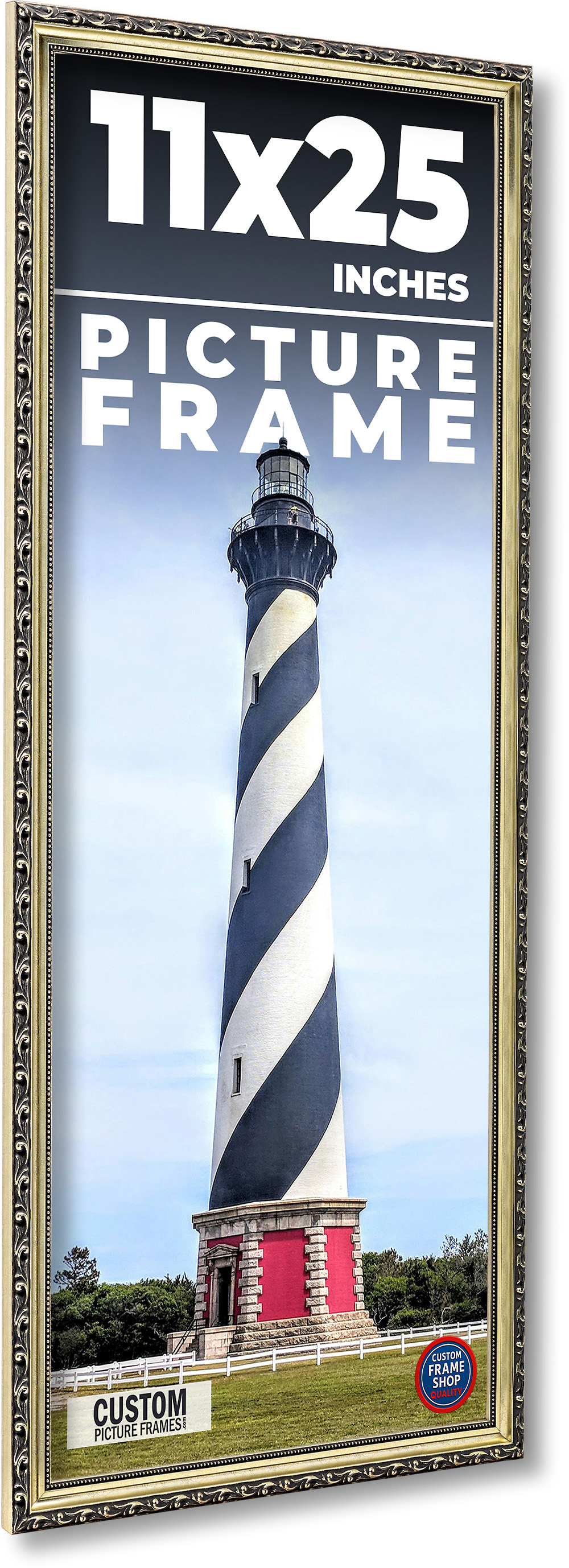 11×25 Frame Silver Solid Wood Picture Frame Width 1.125 Inches | Interior Frame