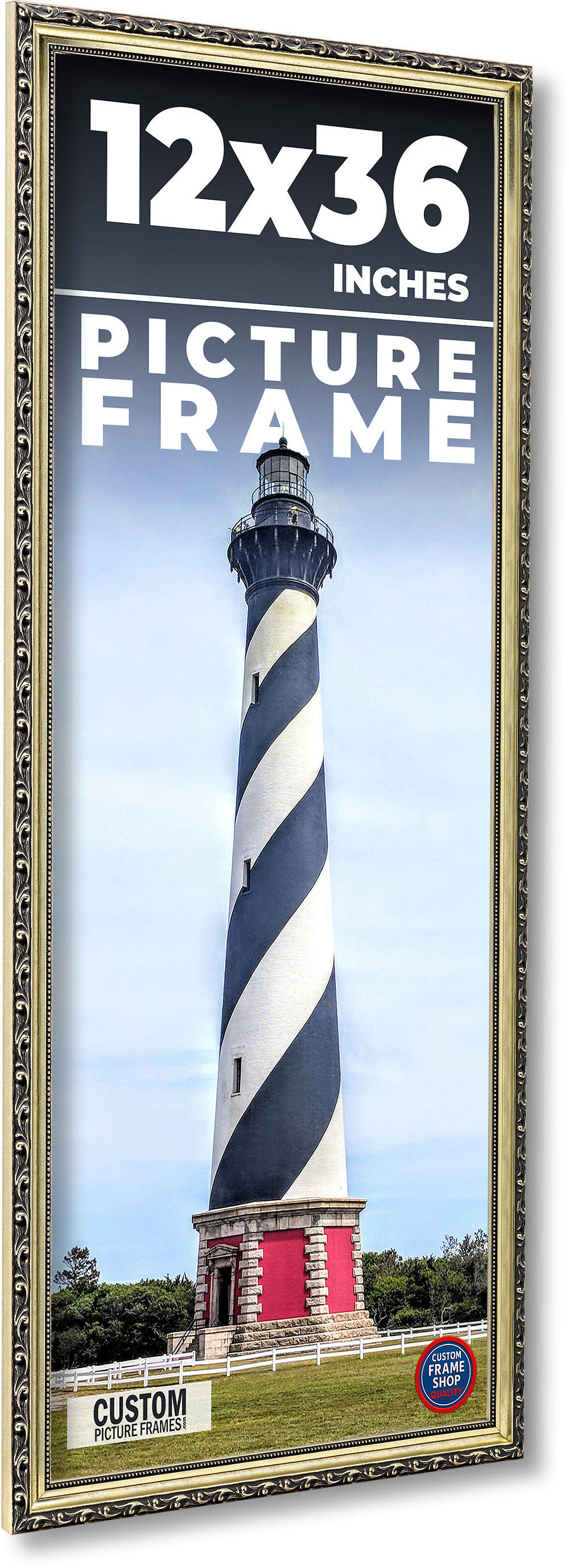 12x36 Frame Silver Solid Wood Picture Frame Width 1.125 Inches | Interior Frame main product image