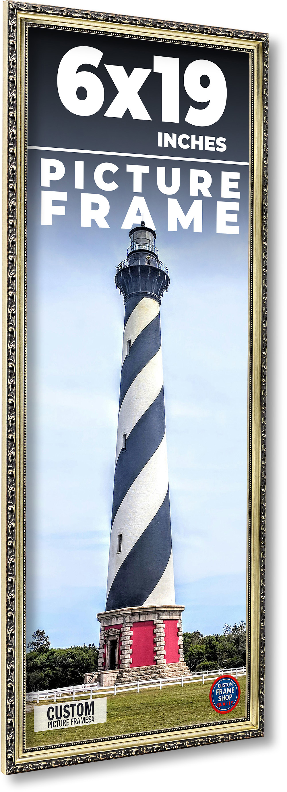6x19 Frame Silver Solid Wood Picture Frame Width 1.125 Inches | Interior Frame D main product image