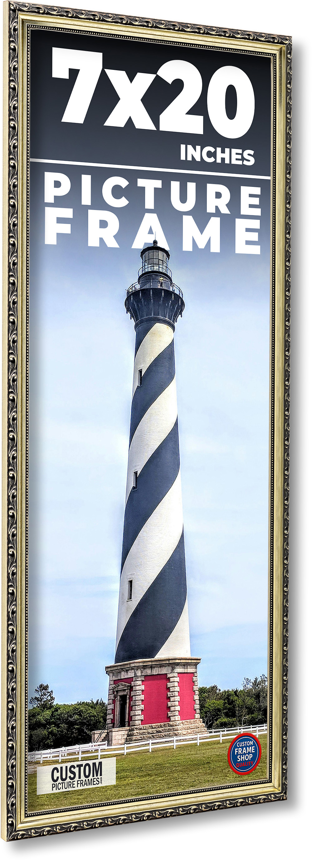 7x20 Frame Silver Solid Wood Picture Frame Width 1.125 Inches | Interior Frame D main product image