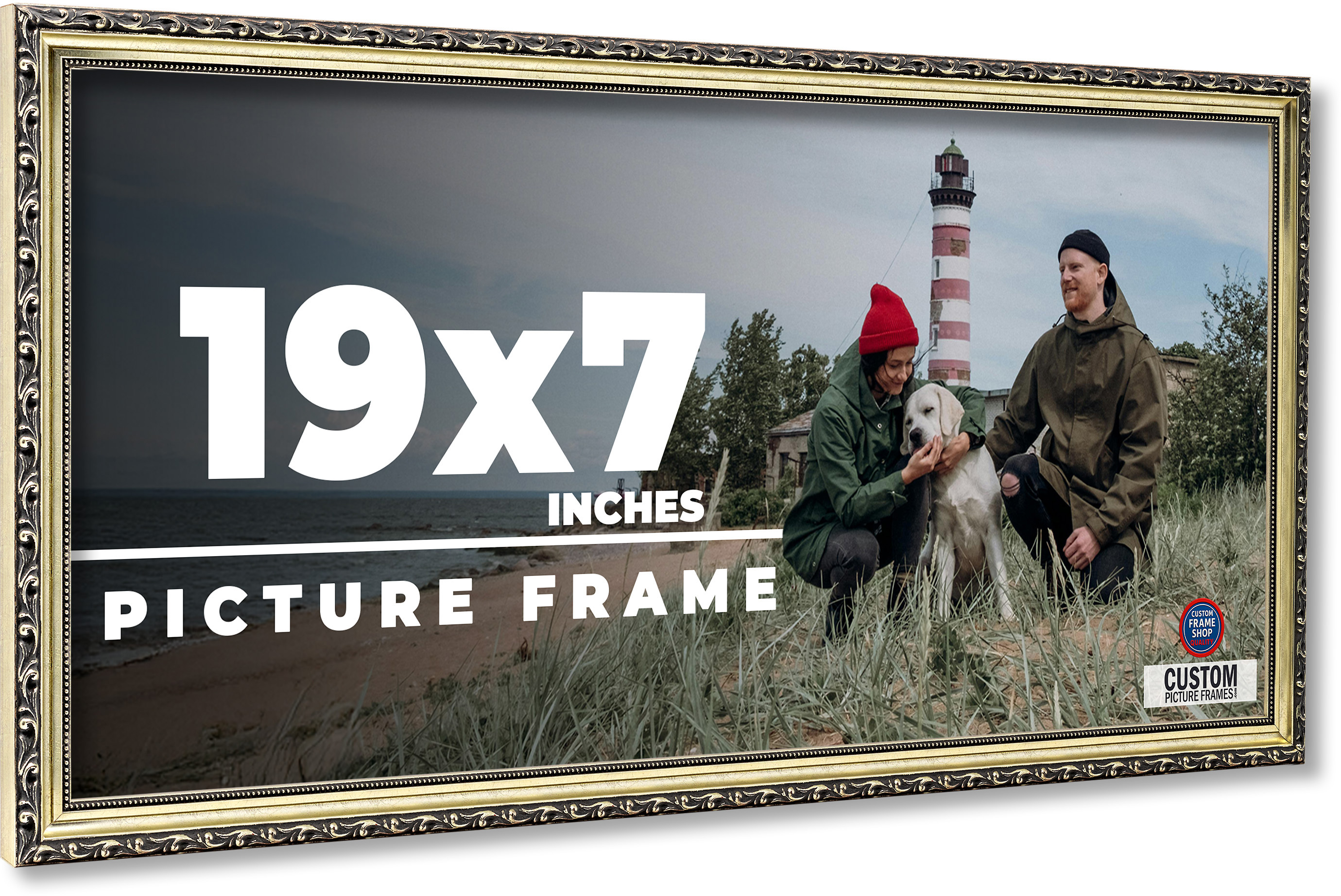 19x7 Frame Silver Solid Wood Picture Frame Width 1.125 Inches | Interior Frame D main product image