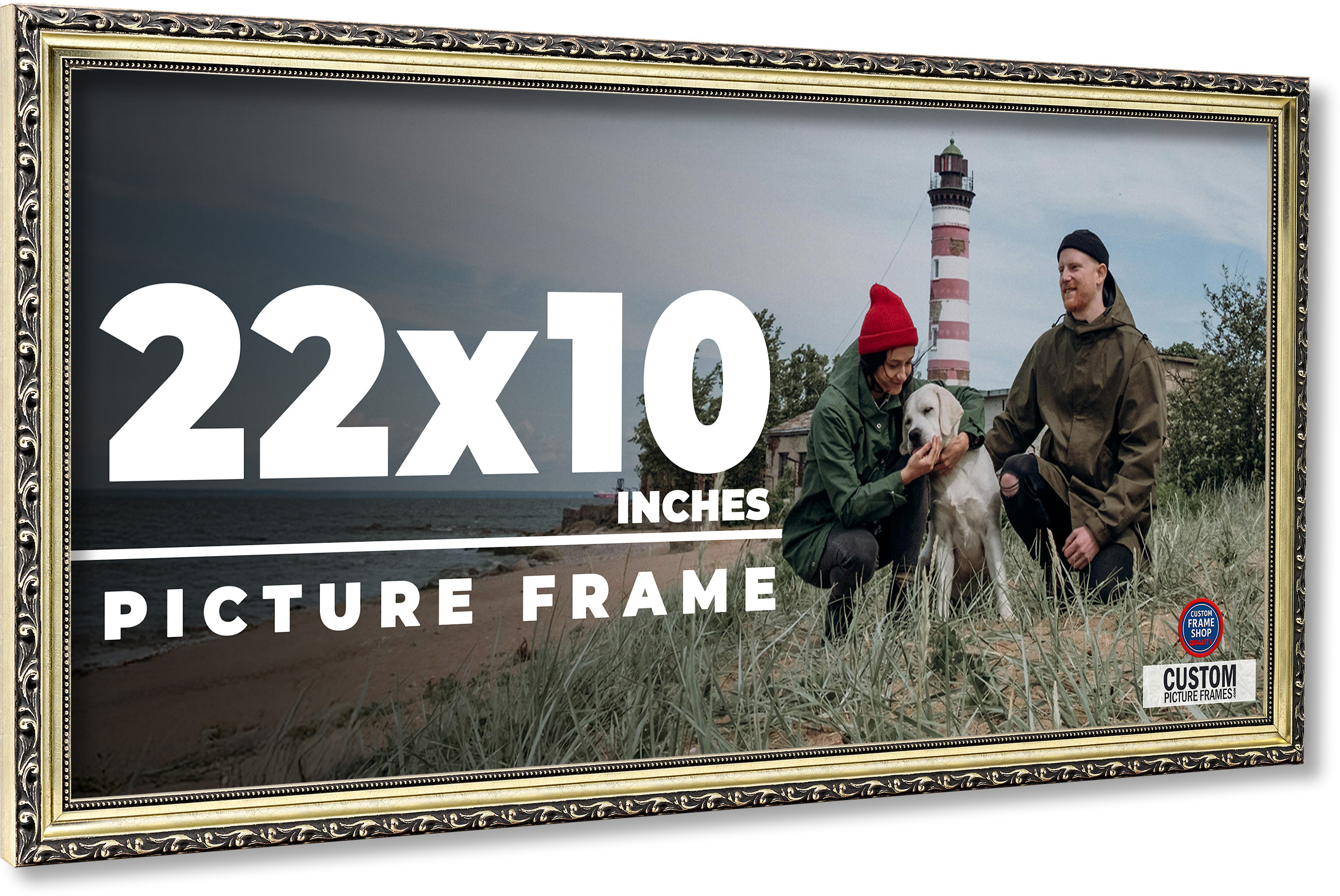 22x10 Frame Silver Solid Wood Picture Frame Width 1.125 Inches | Interior Frame main product image