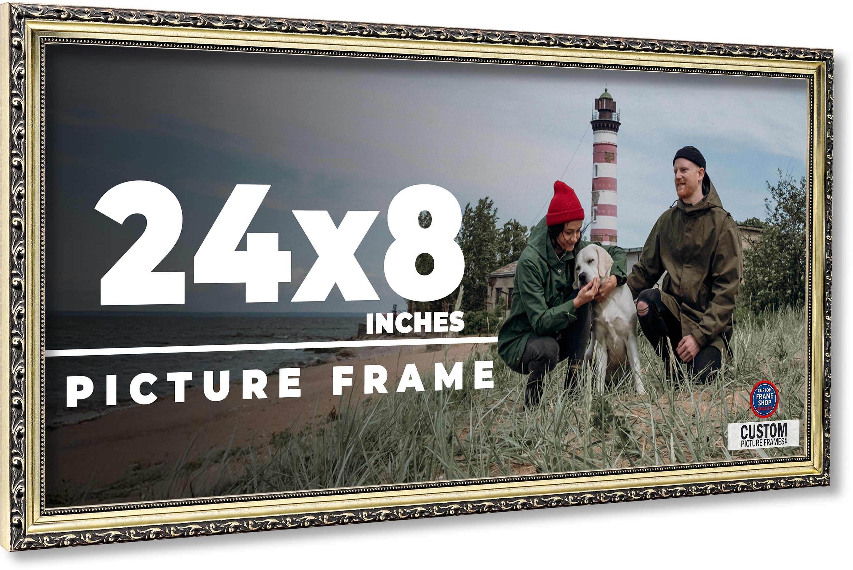 24x8 Frame Silver Solid Wood Picture Frame Width 1.125 Inches | Interior Frame D main product image