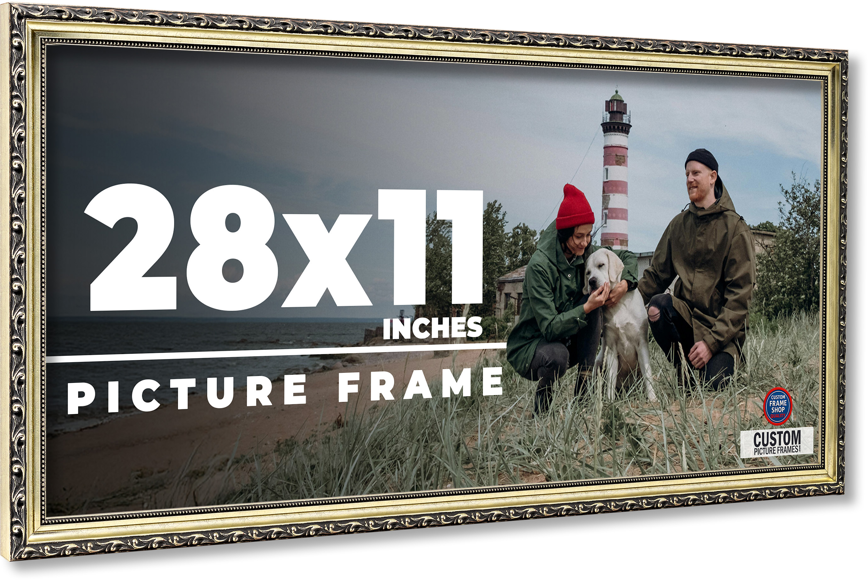 28x11 Frame Silver Solid Wood Picture Frame Width 1.125 Inches | Interior Frame main product image