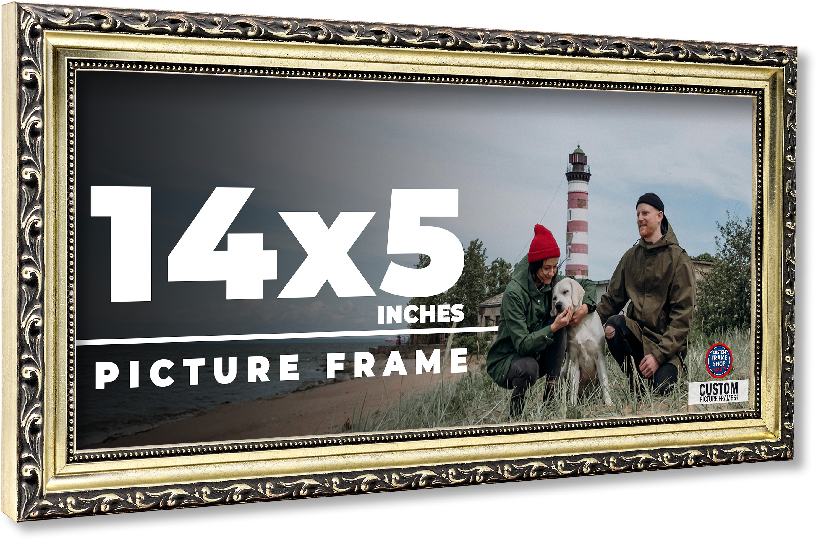 14×5 Frame Silver Solid Wood Picture Frame Width 1.125 Inches | Interior Frame D