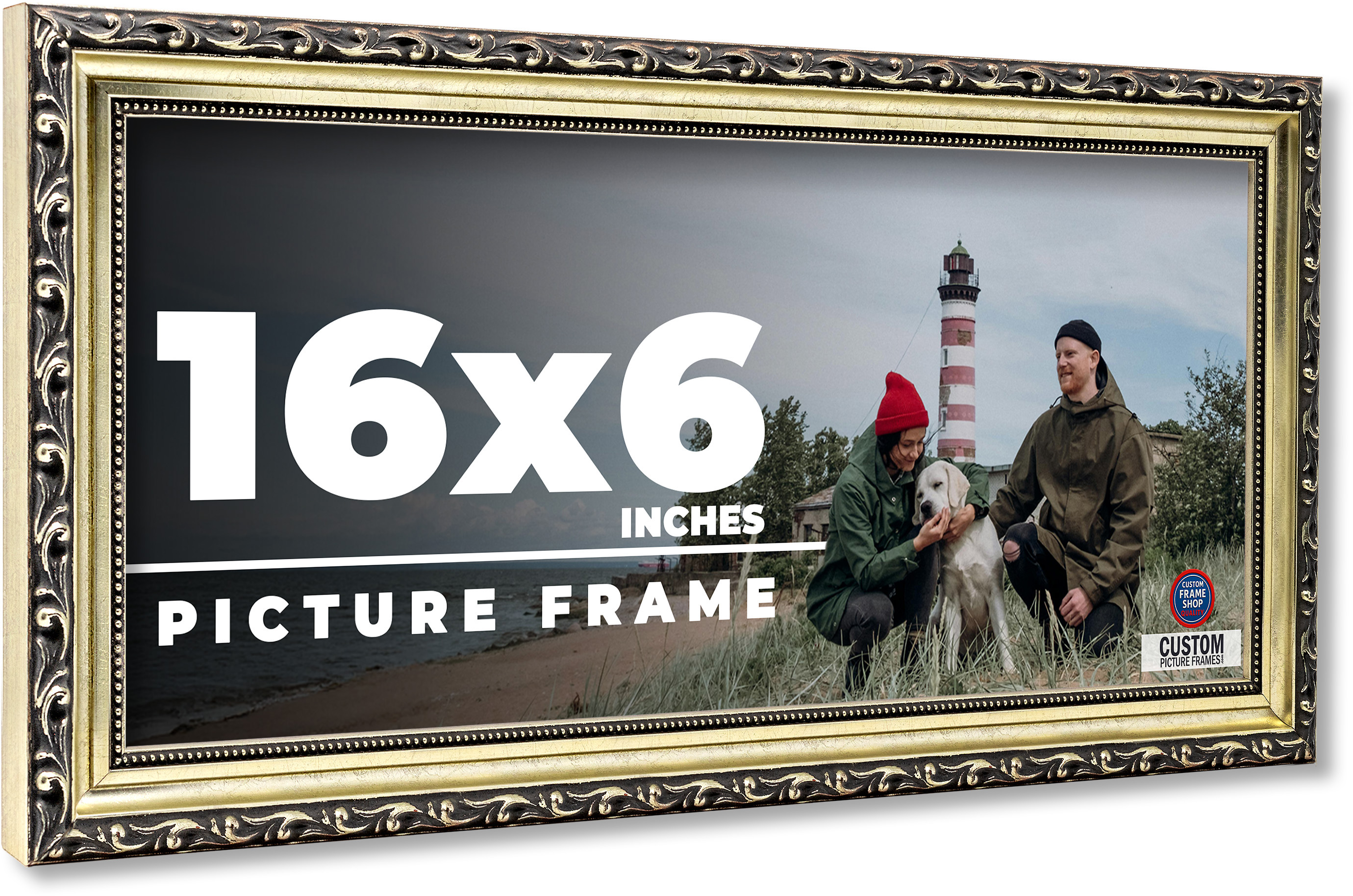16x6 Frame Silver Solid Wood Picture Frame Width 1.125 Inches | Interior Frame D main product image