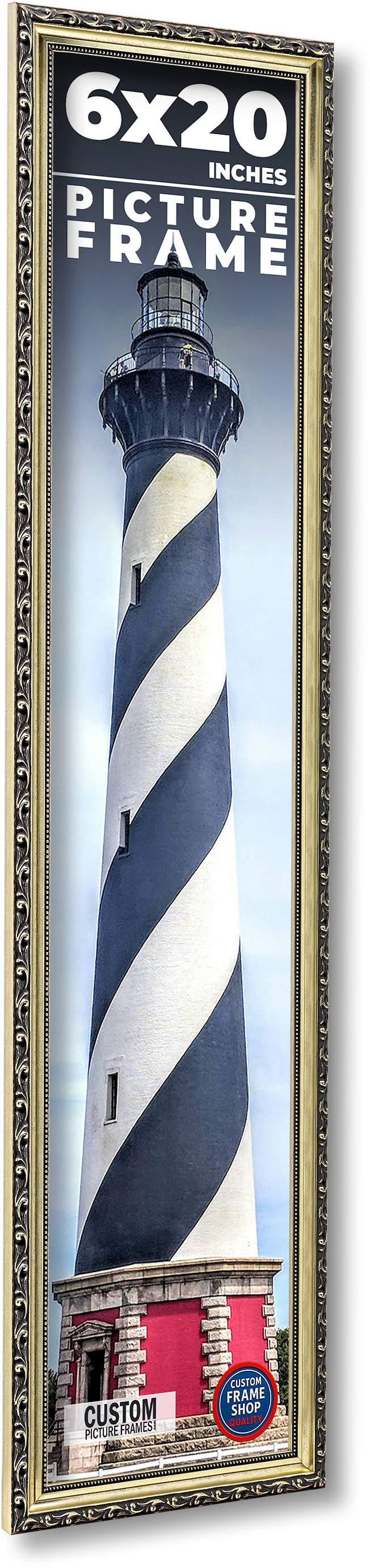 6x20 Frame Silver Solid Wood Picture Frame Width 1.125 Inches | Interior Frame D main product image