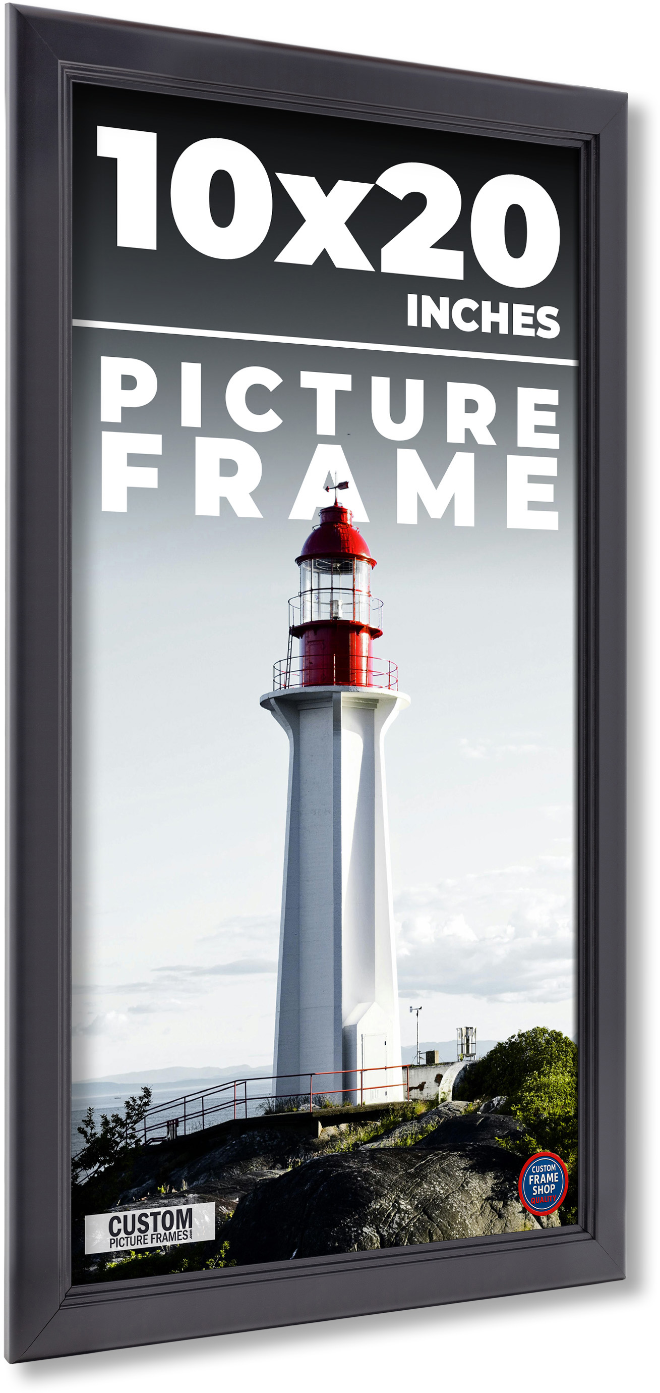 Panoramic Refined Black Picture Frame – UV Acrylic, Backing, Hanging Hardware