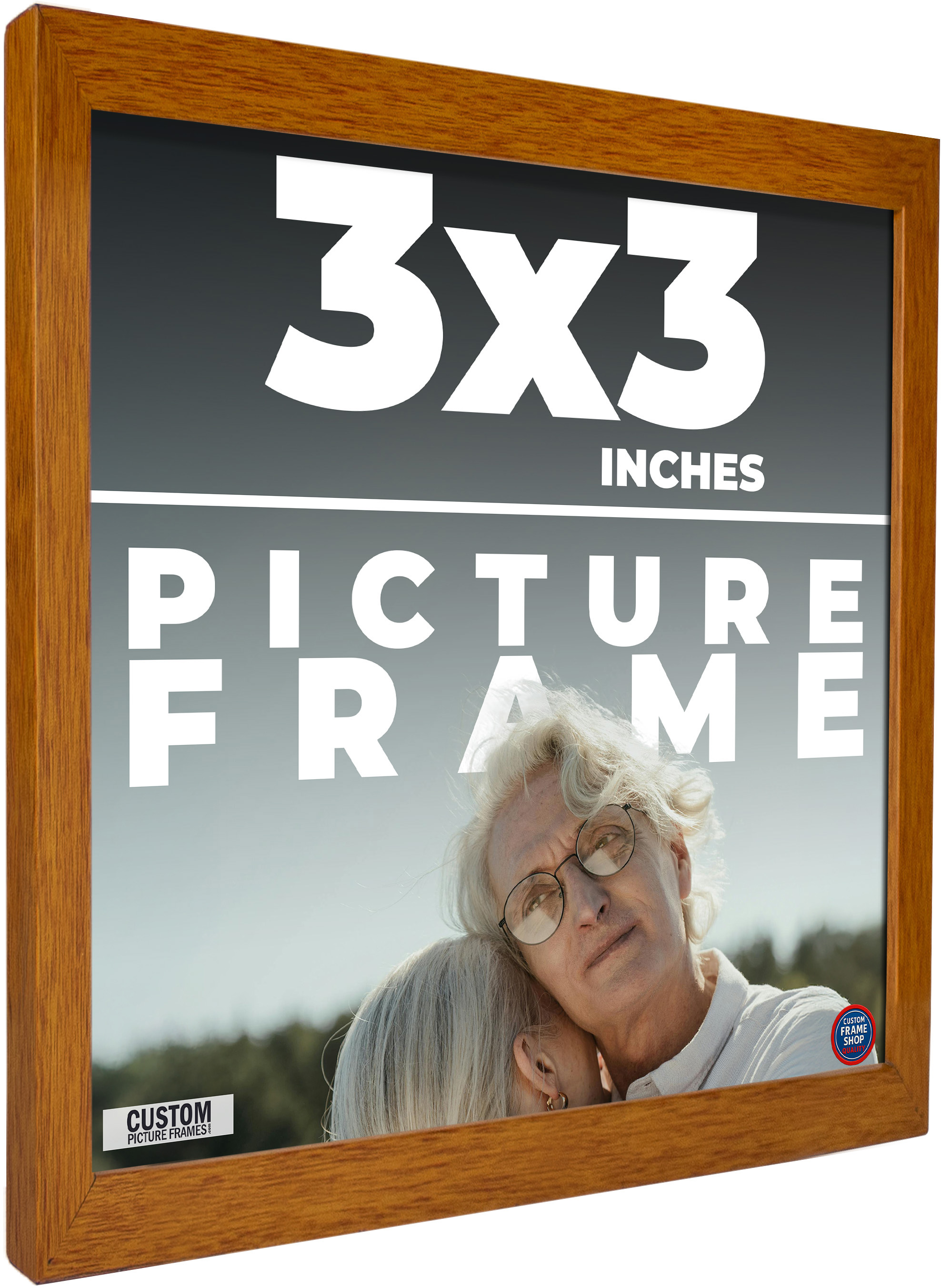 3x3 In Honey Brown Real Wood Picture Frame Width 0.75 inches | Interior Frame De main product image
