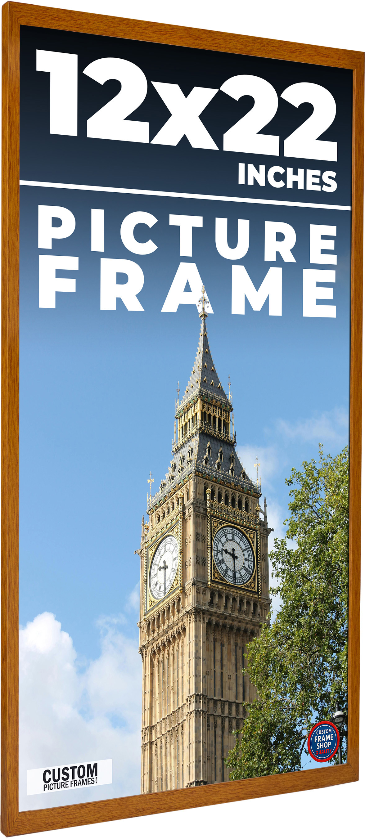 Slim Profile Brown Picture Frame – UV Acrylic,Backing, Hanging Hardware