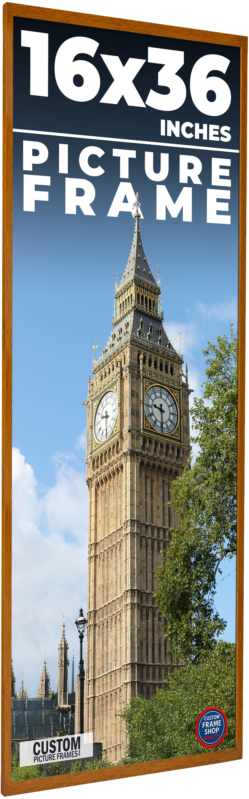 Panoramic Slim Profile Brown Picture Frame – UV Acrylic, Backing, Hardware