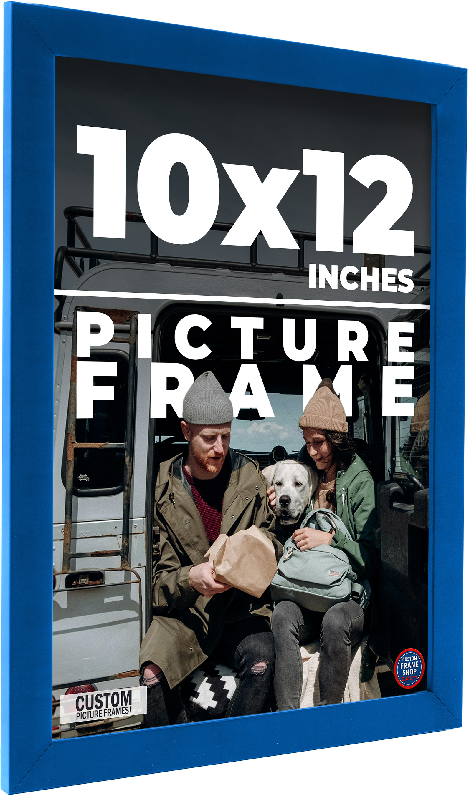 Photo Size Classic Modern Blue Frame – UV Acrylic, Backing, Hanging Hardware