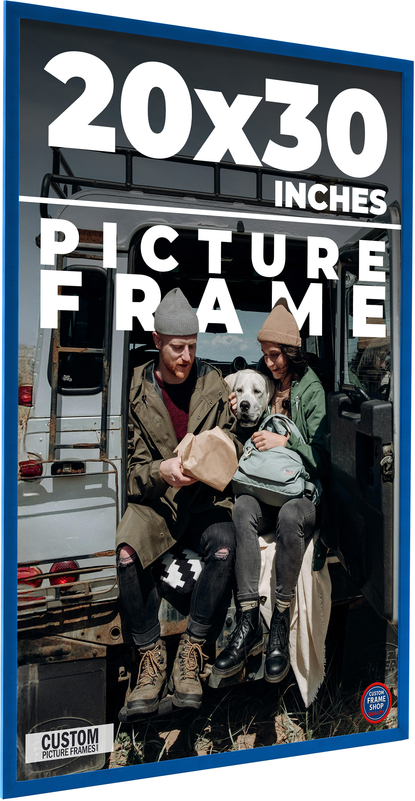 Classic Modern Blue Picture Frame – UV Acrylic,Backing, Hanging Hardware